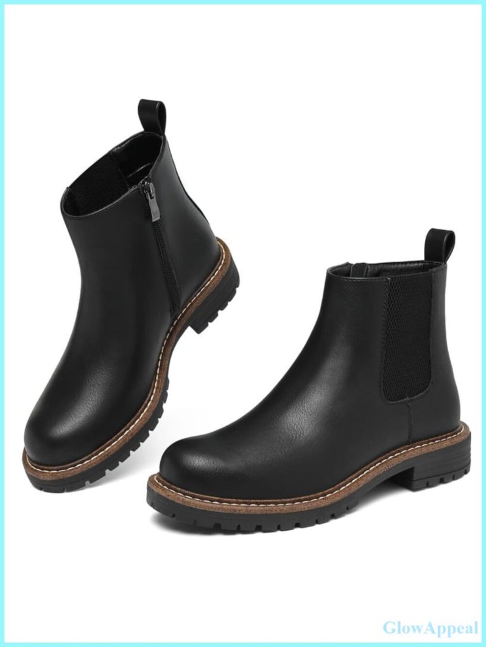 Womens Chelsea Ankle Boots Low Heel Zipper Synthetic Slip Resistant
